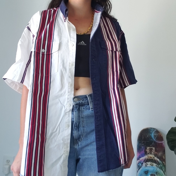 Blue, red and white striped Wrangler button down - Picture 2 of 4
